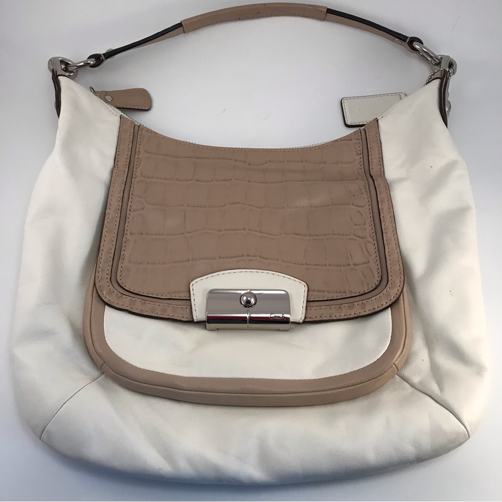 Coach Kristin Leather Handbag with Embossed Croc Pocket